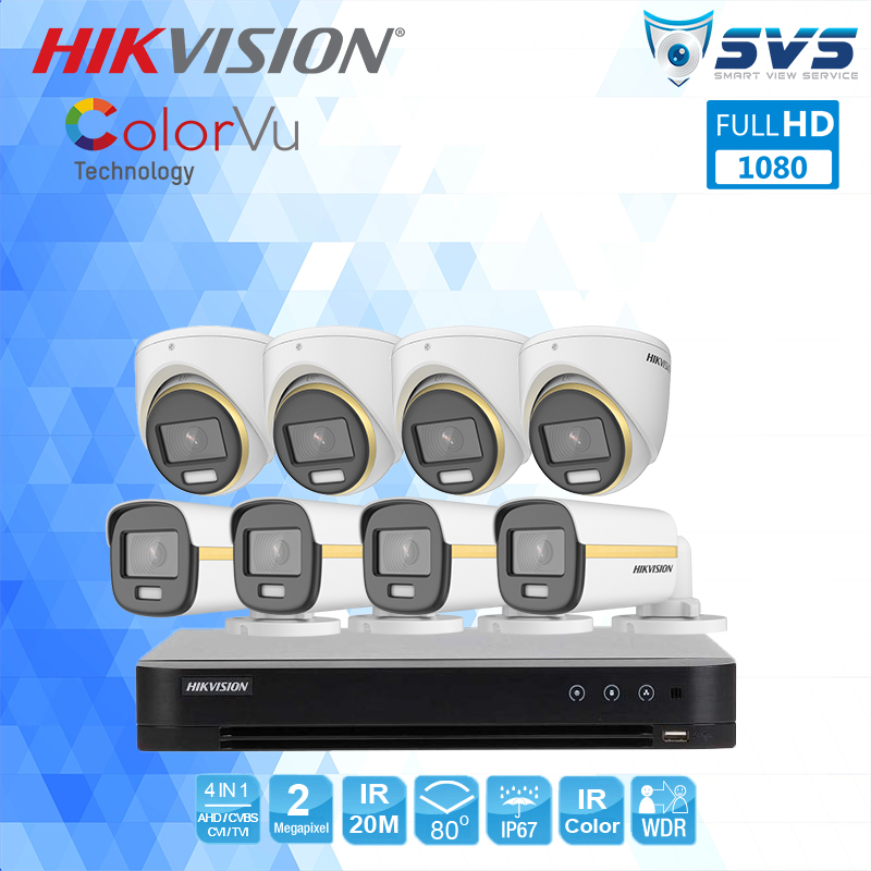 Trọn Bộ 8 Camera Hikvision 2.0MP Colorvu