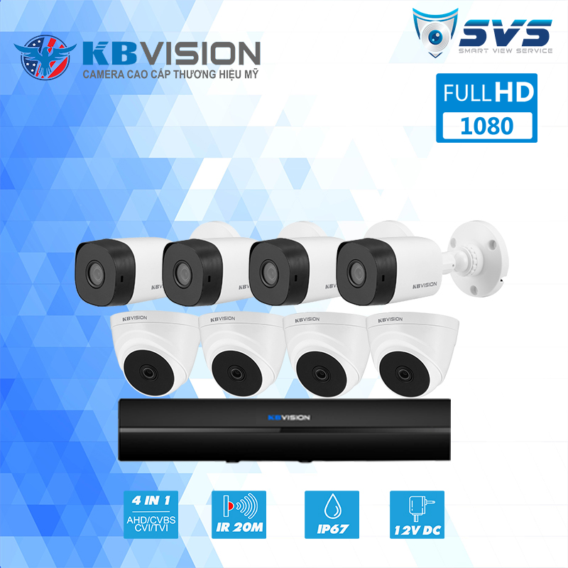 Trọn Bộ 8 Camera Kbvision 2.0MP