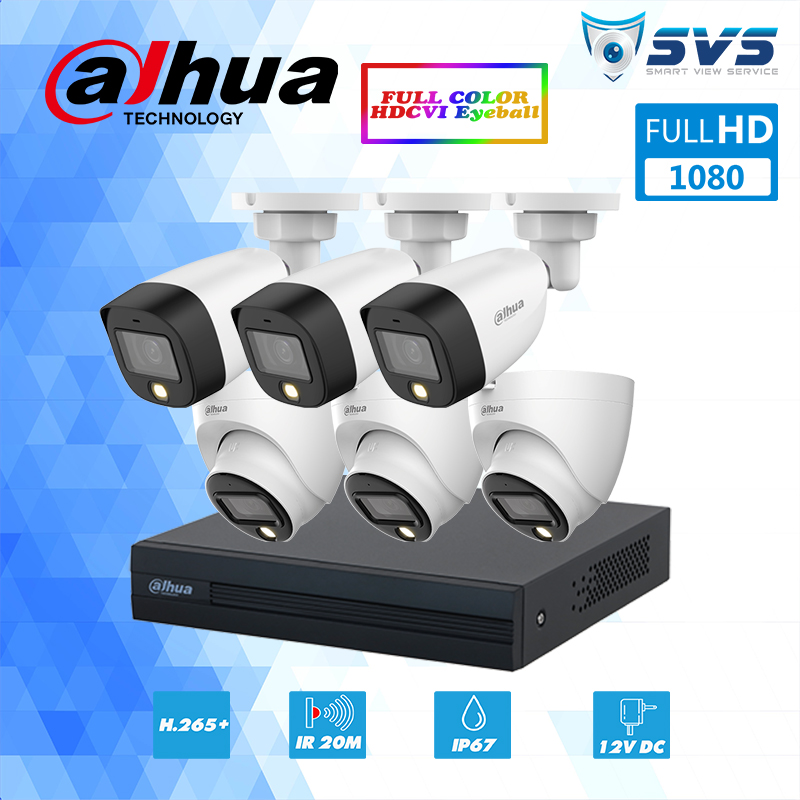 Trọn bộ 6 Camera HDCVI DAHUA 2MP Full-Color