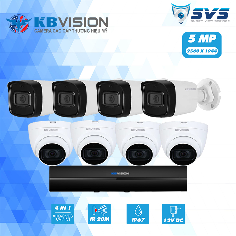 Trọn Bộ 8 Camera Kbvision 5.0MP