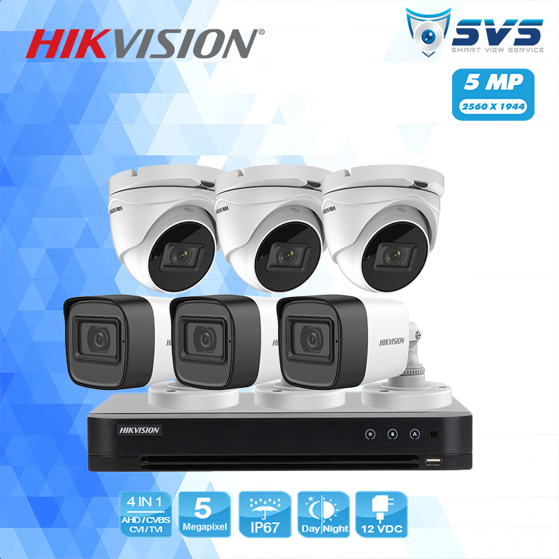 Trọn Bộ 6 Camera 5.0MP Hikvision Siêu Nét