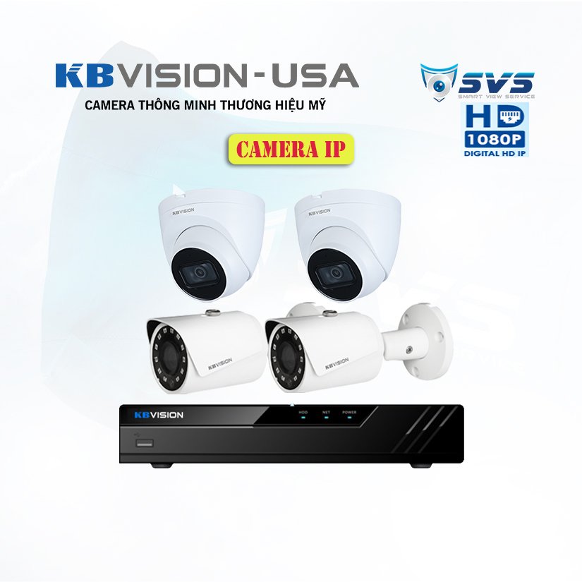 Trọn Bộ 4 Camera IP Kbvision 2.0MP