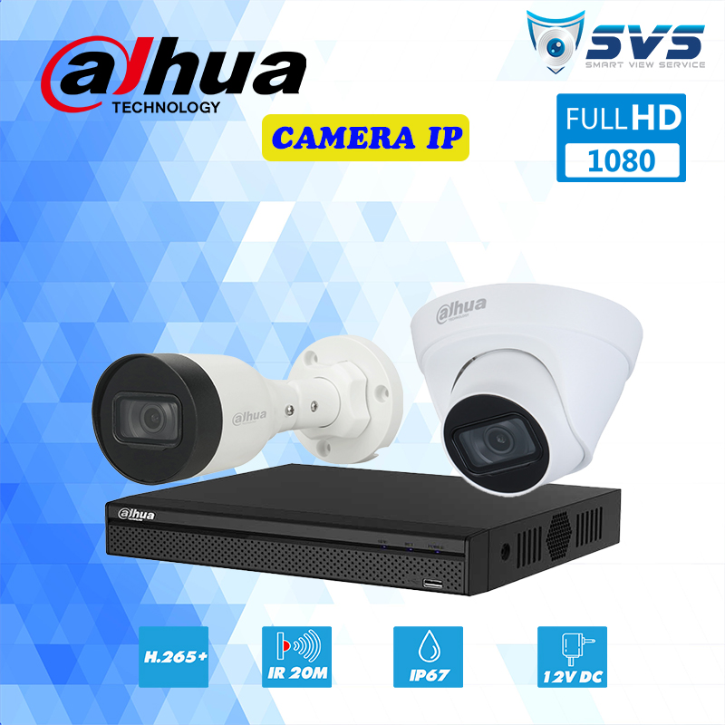 Trọn bộ 2 Camera DAHUA IP 2MP