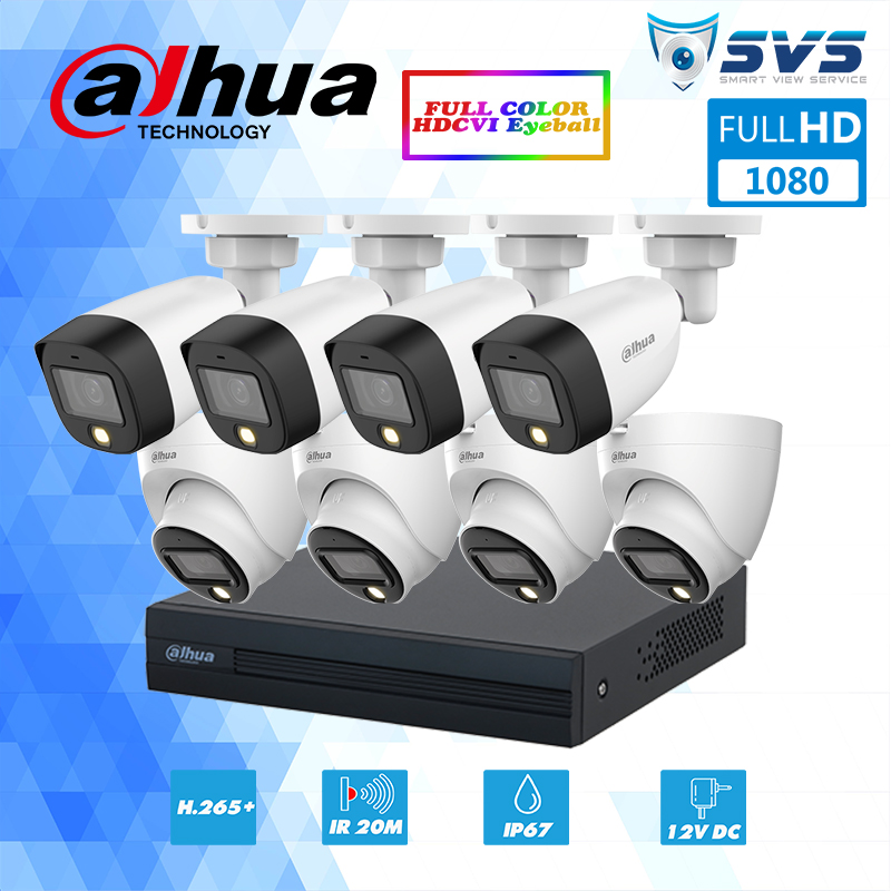 Trọn bộ 8 Camera HDCVI DAHUA 2MP Full-Color