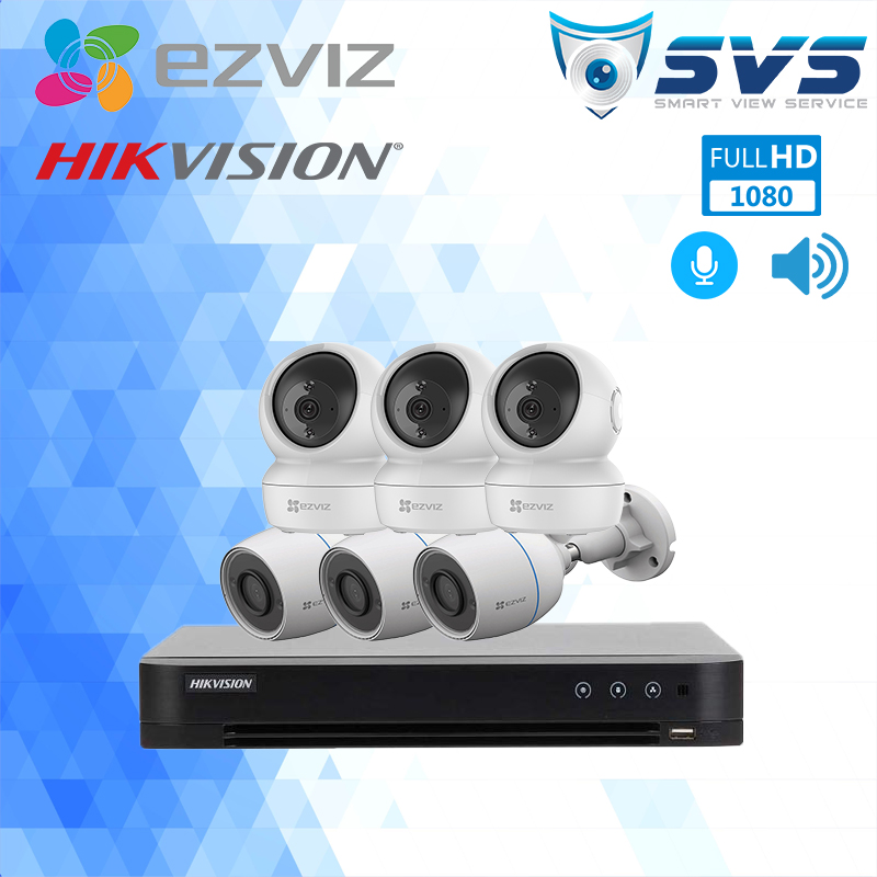 TRỌN BỘ 6 CAMERA EZVIZ C6N VÀ H3C 2MP