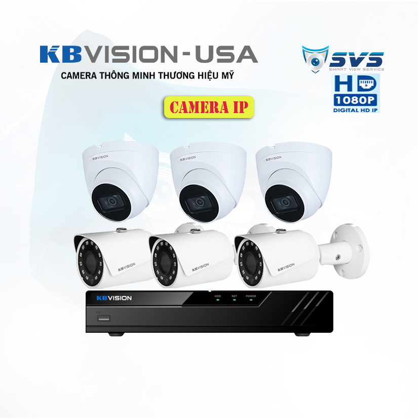 Trọn Bộ 6 Camera IP Kbvision 2.0MP