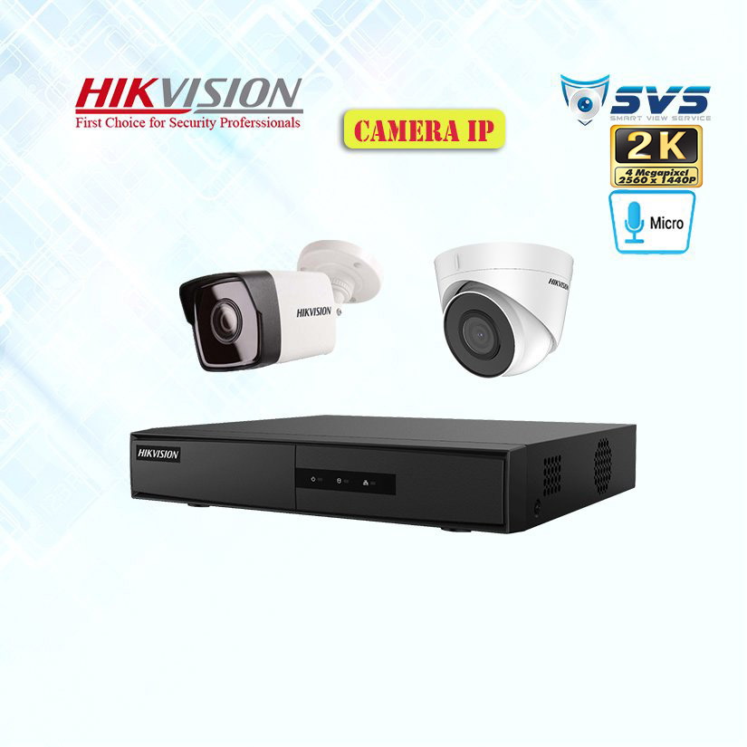 Trọn Bộ 2 Camera IP Hikvision 4.0MP Có Mic