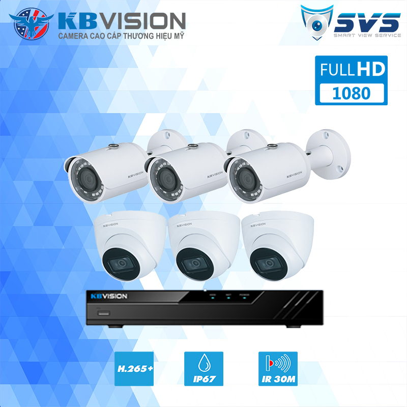 Trọn Bộ 6 Camera IP Kbvision 2.0MP