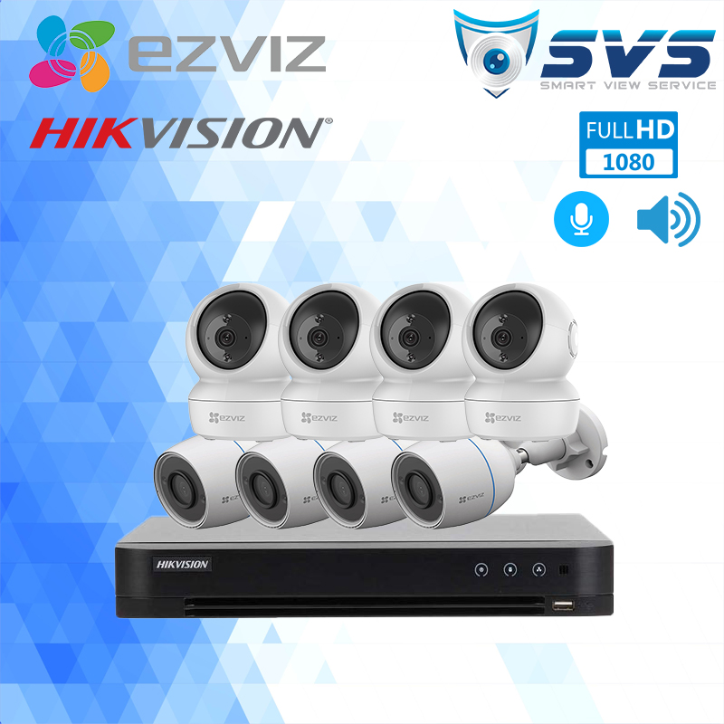 Trọn bộ 8 Camera EZVIZ 2.0MP 4 DOM & 4 Thân