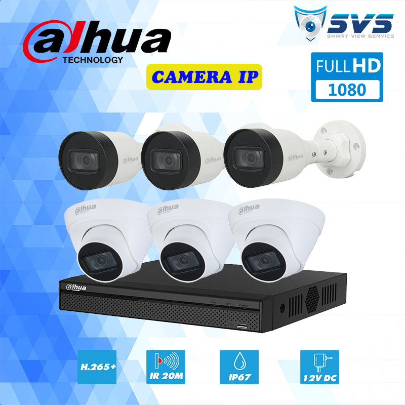 Trọn bộ 6 Camera DAHUA IP 2MP