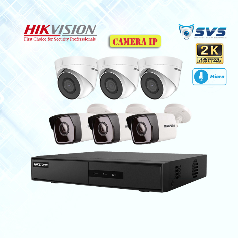 TRỌN BỘ 6 CAMERA IP HIKVISION 4.0MP CÓ MIC