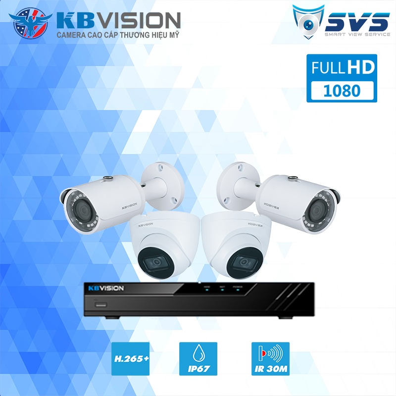 Trọn Bộ 4 Camera IP Kbvision 2.0MP