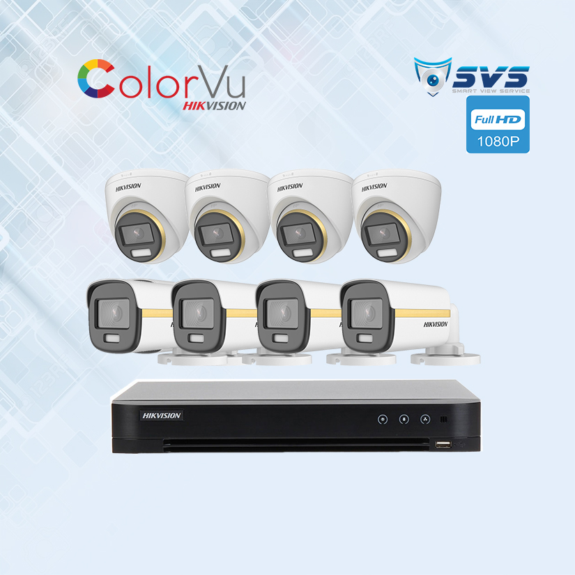 Trọn Bộ 8 Camera Hikvision 2.0MP Colorvu