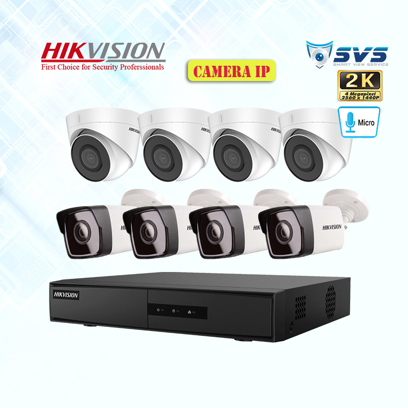 TRỌN BỘ 8 CAMERA IP HIKVISION 4.0MP CÓ MIC