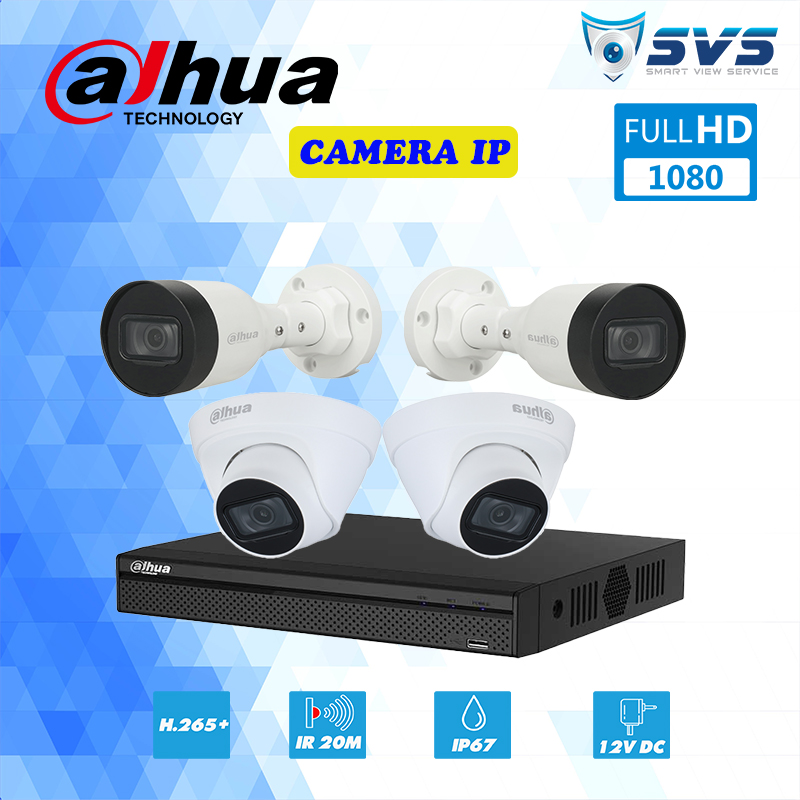 Trọn bộ 4 Camera DAHUA IP 2MP