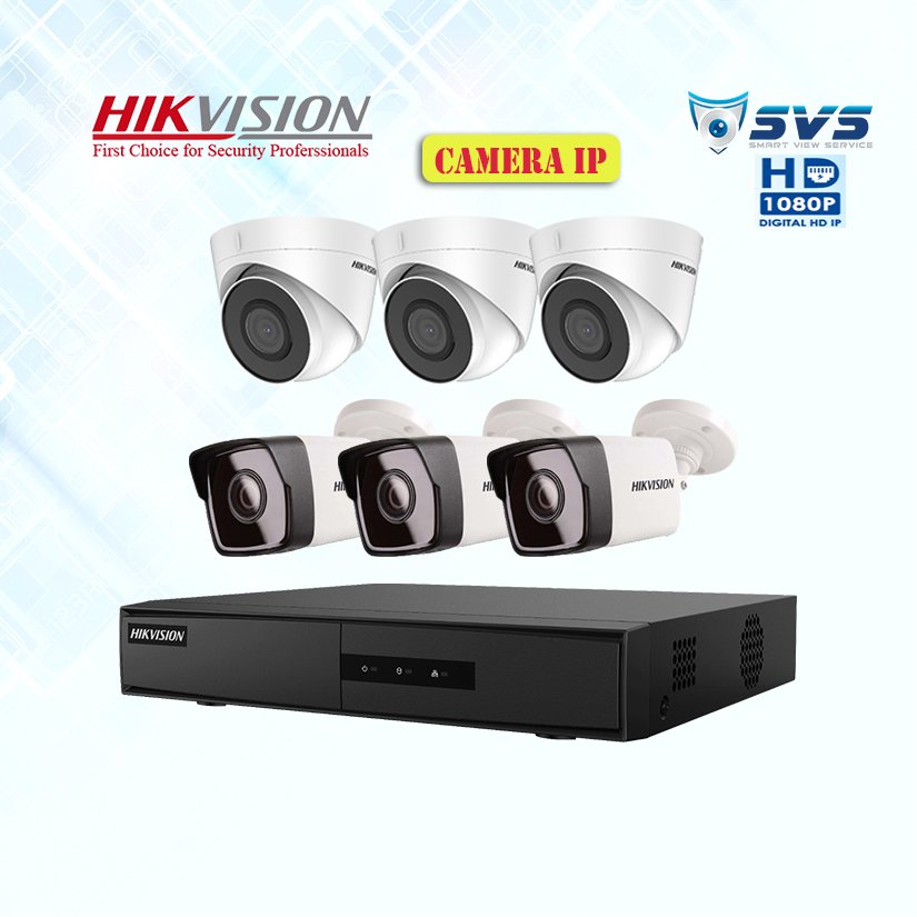 Trọn bộ 6 camera IP 2.0MP Hikvision