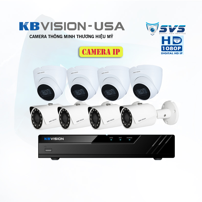 Trọn Bộ 8 Camera IP Kbvision 2.0MP