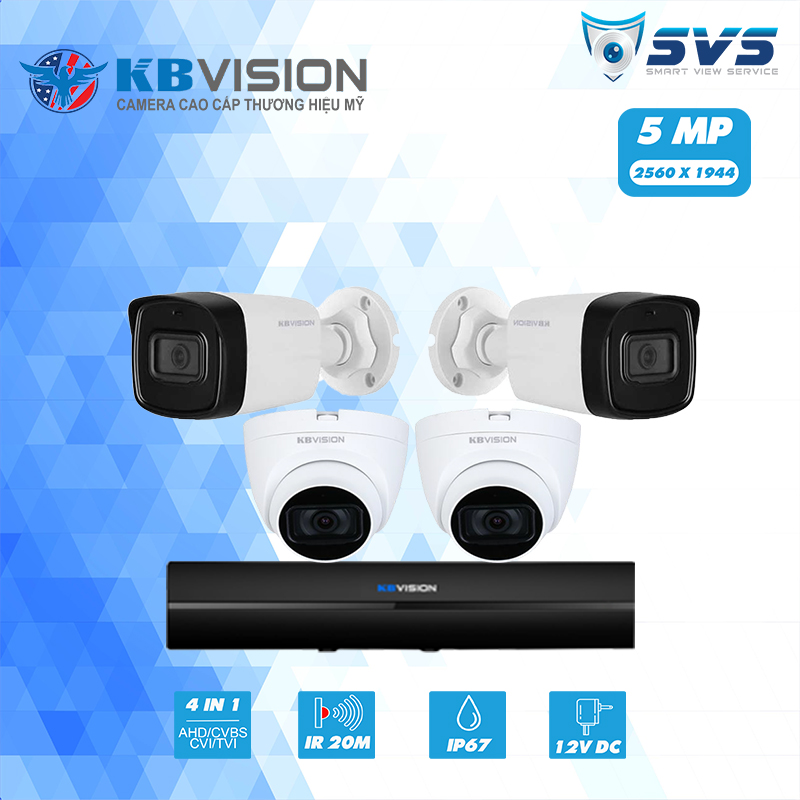 Trọn Bộ 4 Camera Kbvision 5.0MP