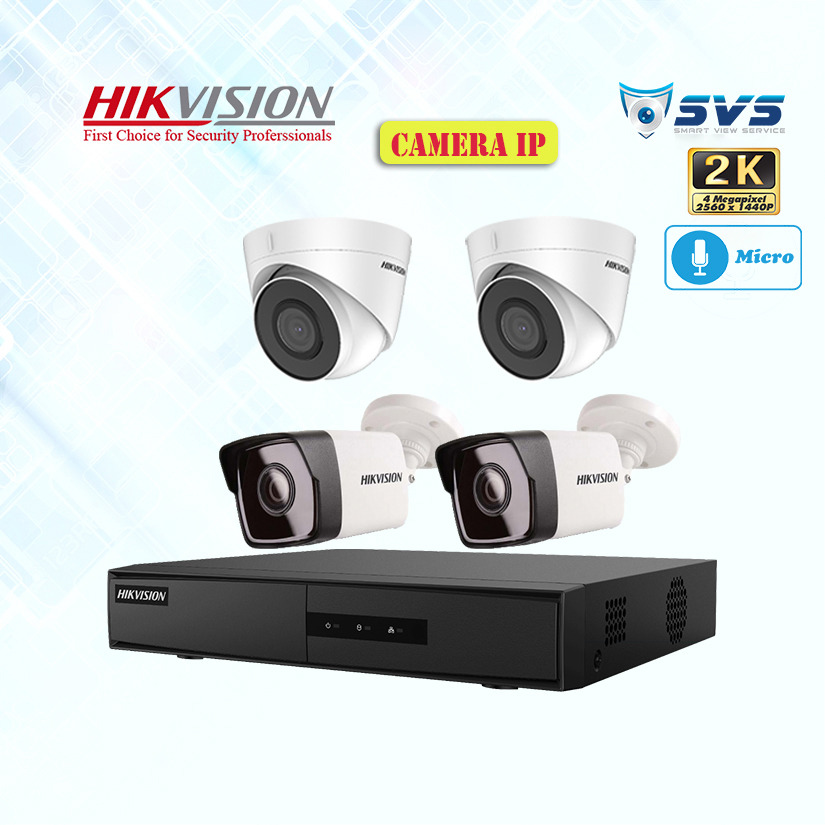 TRỌN BỘ 4 CAMERA IP HIKVISION 4.0MP CÓ MIC